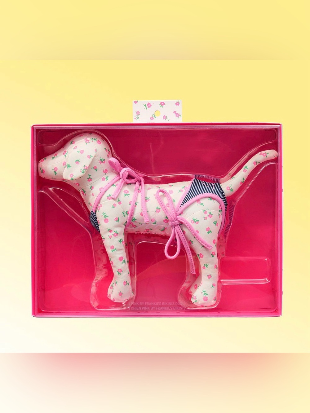 New in Box, PINK x Frankie’s Bikinis Victoria’s Secret Plush Dog, Ditsy Floral
